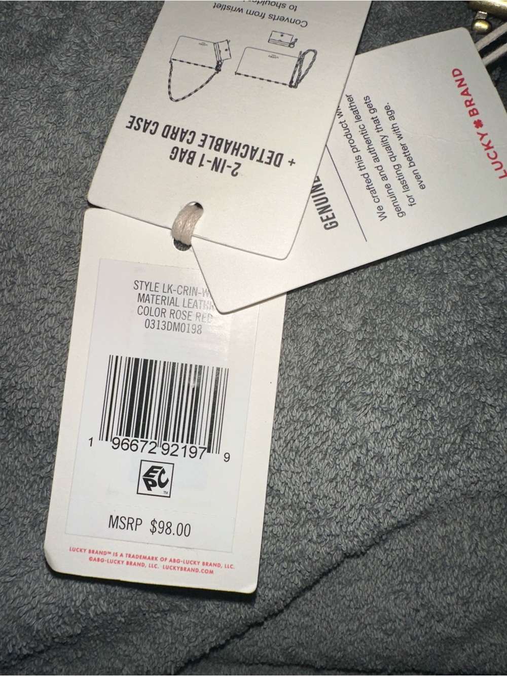NWT Lucky brand leather wristlet that converts to handbag & detachable card case - Picture 4 of 5